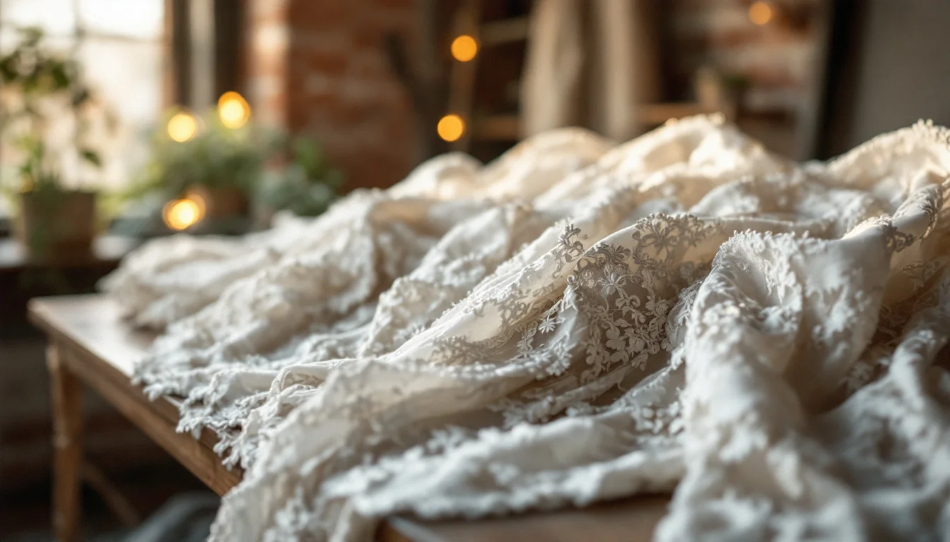 Best Wedding Dress Cleaning Service UK — A skilled technician at eBridal carefully inspecting a wedding gown in a profess Best Wedding Dress Cleaning Service UK — A skilled technician at eBridal carefully inspecting a wedding gown in a profess