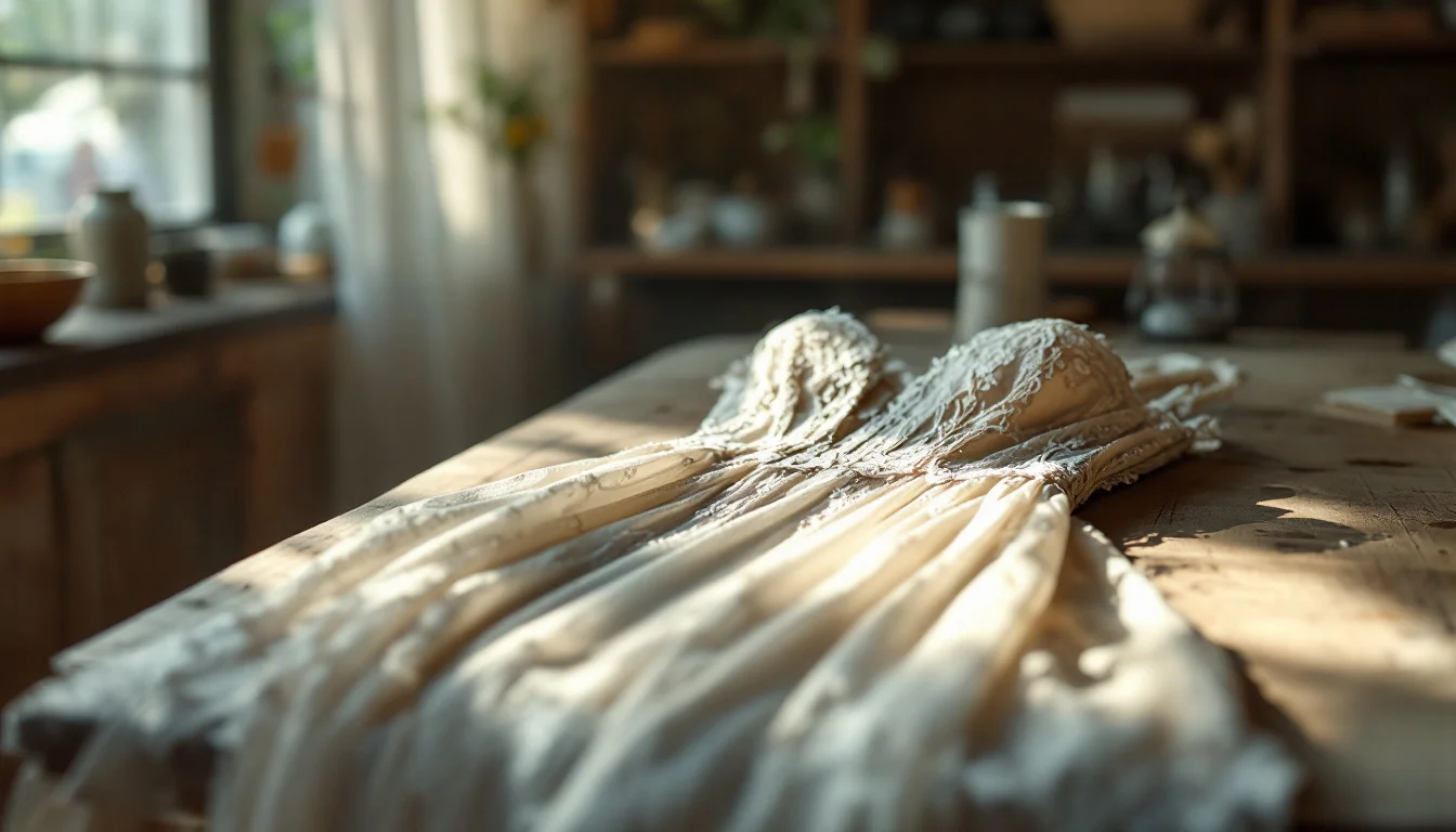 Cost Of Wedding Dress Cleaning UK — A specialist carefully cleaning a delicate wedding dress by hand in a profession